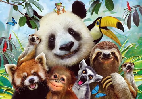 Puzzle zoo selfie - puzzle, zoo-selfie
